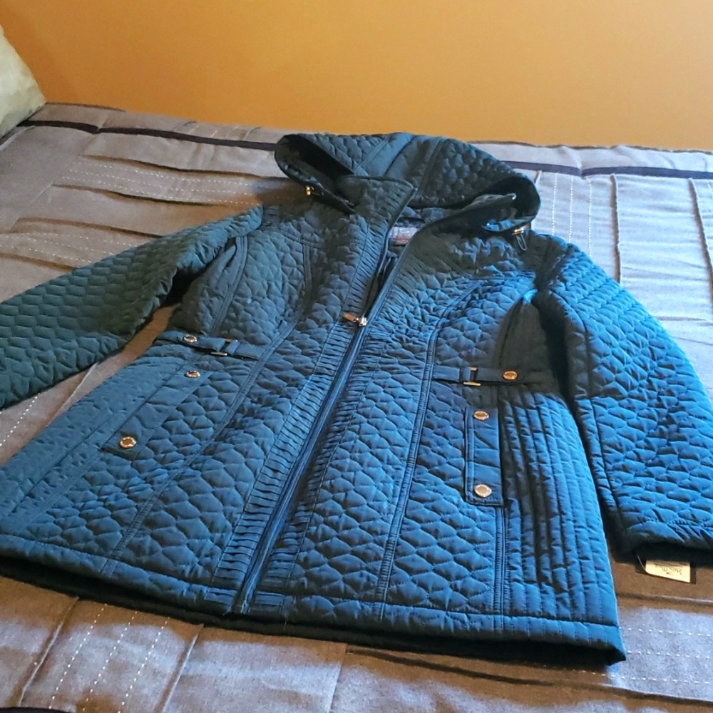 Gallery Brand Teal Quilted Ladies Coat Sz Medium
